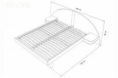 Wooden double bed with headboard and bedside tables ARC - 160x200