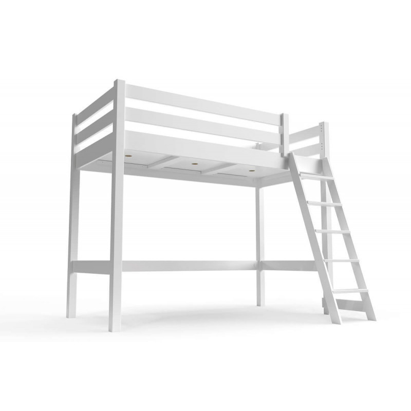 Cama elevada 90x200 ABC madera con escalera inclinada