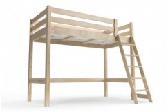 Cama elevada 90x200 ABC madera con escalera inclinada