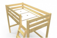 Lit mi-hauteur 90x200 bois ABC  avec échelle inclinée