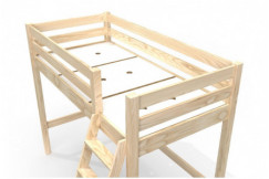 Cama elevada 90x200 ABC madera con escalera inclinada