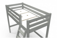 Lit mi-hauteur 90x200 bois ABC  avec échelle inclinée