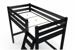 Lit mi-hauteur 90x200 bois ABC  avec échelle inclinée