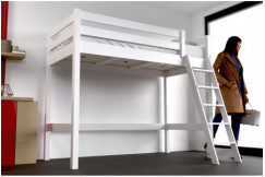 Lit mi-hauteur 90x200 bois ABC  avec échelle inclinée