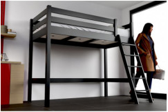 Lit mi-hauteur 90x200 bois ABC  avec échelle inclinée