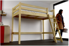 Lit mi-hauteur 90x200 bois ABC  avec échelle inclinée