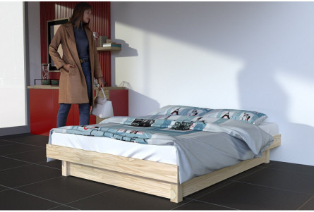 Cama plataforma 140x190 de madera maciza