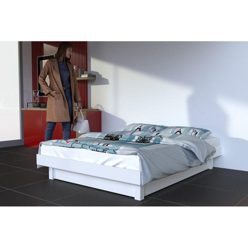 Lit plateforme bois massif pas cher