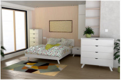 Lit scandinave viking 140x190 en bois massif