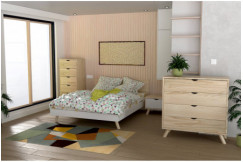 Letto scandinavo Viking 140x190 in legno massiccio