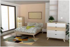 Lit scandinave viking 160x200 en bois massif