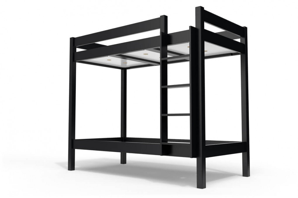 Lit superposé 2 places 90x190 échelle droite bois ABC