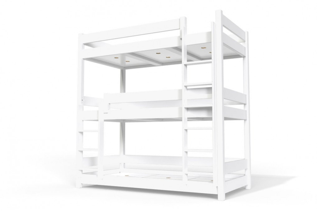 Lit superposé 3 places 90x190 en bois massif ABC