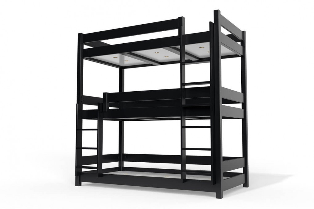 Lit superposé 3 places 90x190 en bois massif ABC