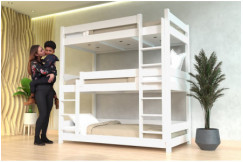 Lit superposé 3 places 90x190 en bois massif ABC