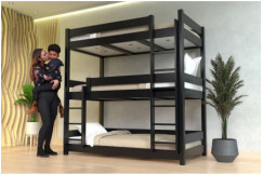 Lit superposé 3 places 90x190 en bois massif ABC