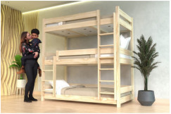 Lit superposé 3 places 90x190 en bois massif ABC