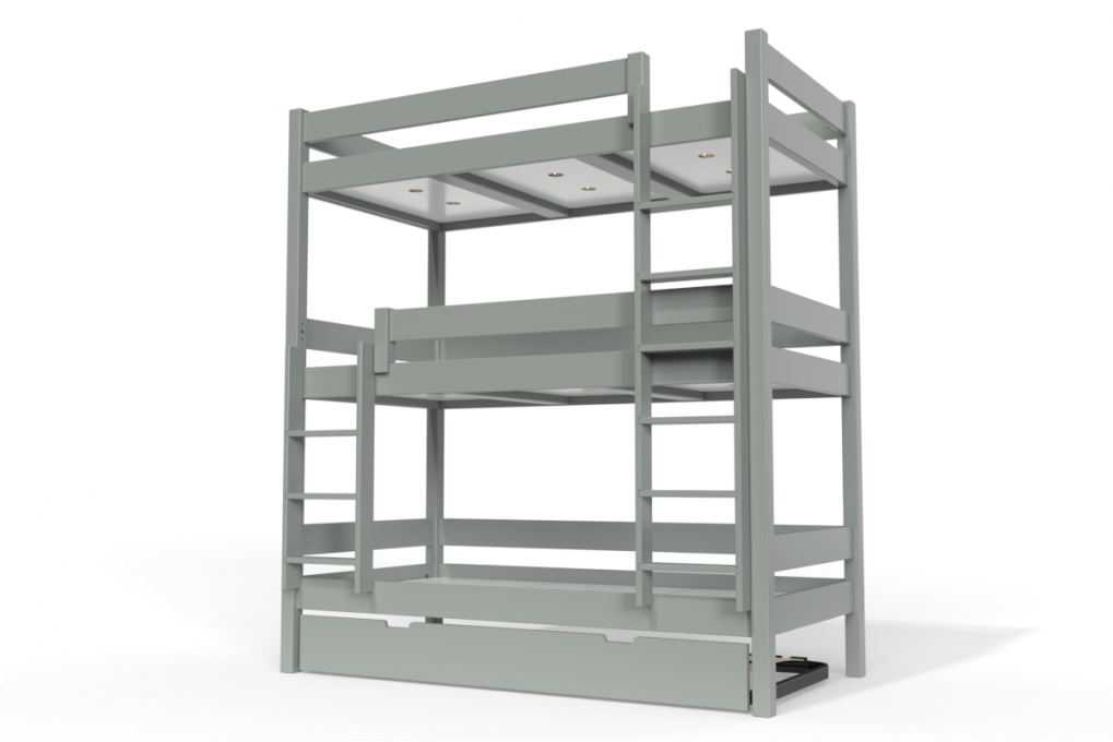 Lit superposé 4 places 90x190 en bois massif ABC