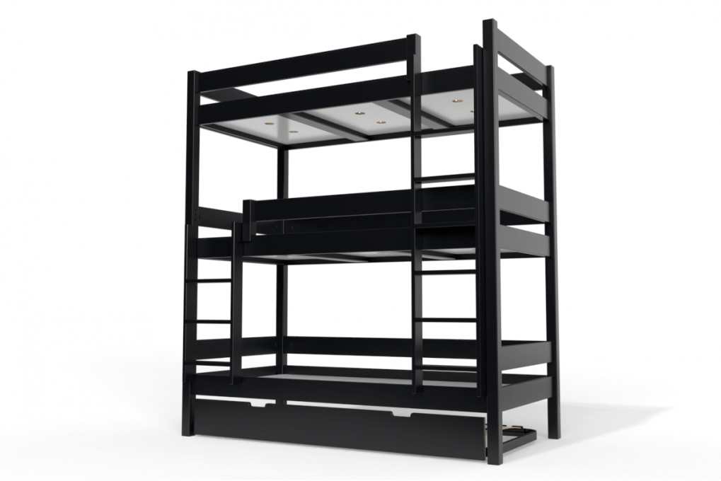 Lit superposé 4 places 90x190 en bois massif ABC