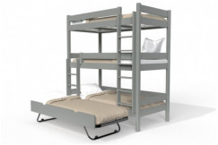 Lit superposé 4 places 90x190 en bois massif ABC