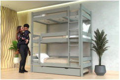 Lit superposé 4 places 90x190 en bois massif ABC