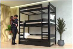 Lit superposé 4 places 90x190 en bois massif ABC