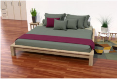 Wooden double bed 140x200 King Solid