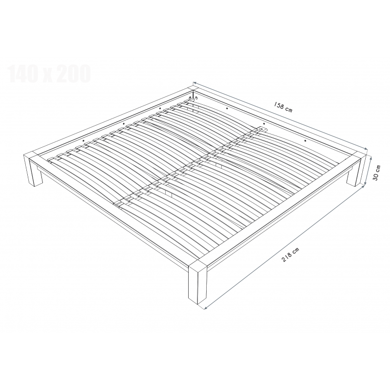 King bed 2 places wood