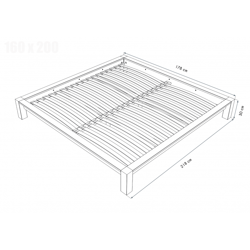 Letto matrimoniale King 2 posti in legno