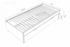 Lit gigogne 80x190 Malo pin massif