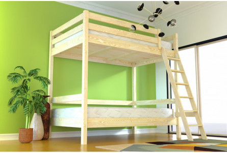 Letto a castello adulti 120x200 2 posti scala legno Sylvia