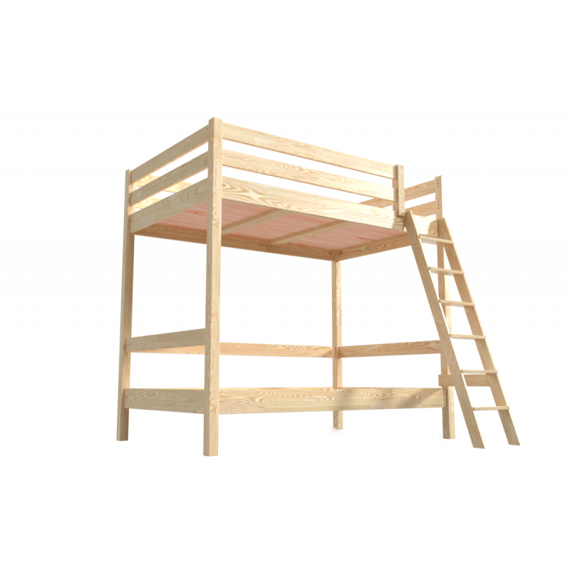 Lit superposé adulte 120x200 double 2 places échelle bois Sylvia