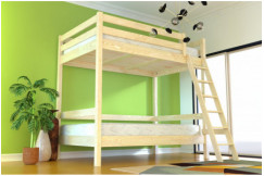 Lit superposé adulte 120x200 double 2 places échelle bois Sylvia