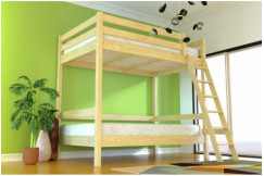 Lit superposé adulte 120x200 double 2 places échelle bois Sylvia