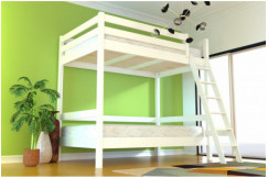 Bunk Bed 2-seater 120x200 double for adults ladder wood Sylvia