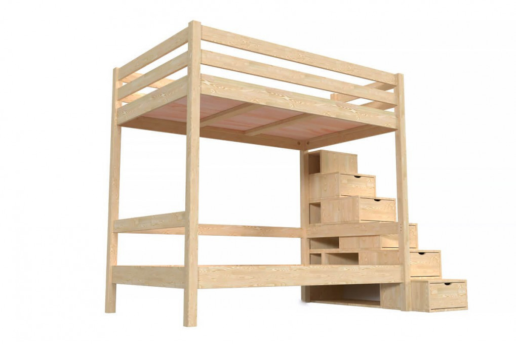 Lit superposé avec rangement Sylvia 120x200 pour adultes