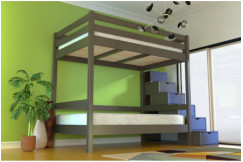 Lit superposé avec rangement Sylvia 120x200 pour adultes