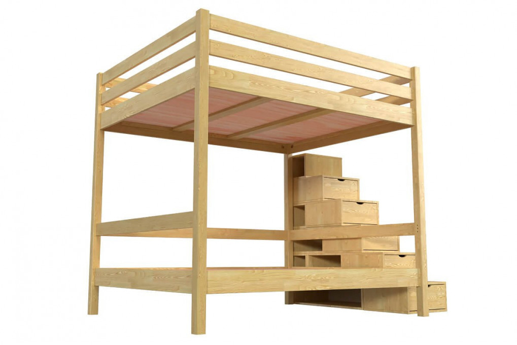 Litera 4 personas 160x200 adulto escalera de cubo madera Sylvia