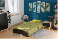 Cama apilable 80x190 - 1 plaza en madera maciza