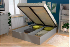 Cama arcón 2 plazas de madera maciza - 140x190