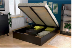 Lit coffre 2 places bois massif robuste - 140x200