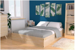 Cama arcón de 2 plazas de madera maciza - 160x200