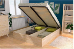 Cama arcón de 2 plazas de madera maciza - 160x200