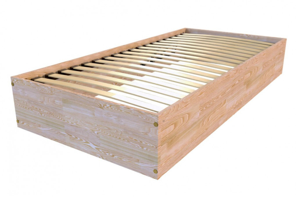 Letto singolo con contenitore 90x190 - 1 posto in legno massiccio