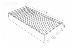 Letto singolo con contenitore 90x190 - 1 posto in legno massiccio