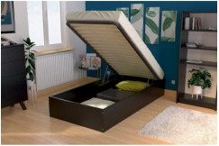 Lit coffre 90x190 - 1 place bois massif