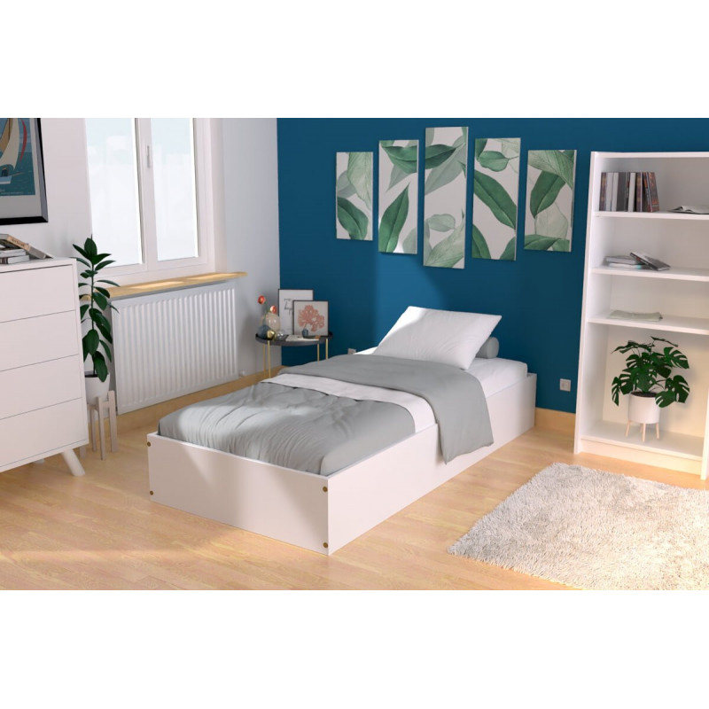 Lit coffre 1 place bois massif