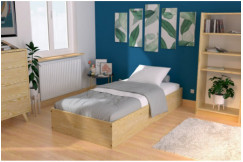 Cama arcón 90x200 - 1 plaza en madera maciza