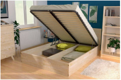 Cama arcón 2 plazas de madera con cabecero - 140x190