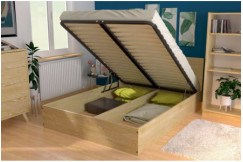 Cama arcón 2 plazas de madera con cabecero - 140x190